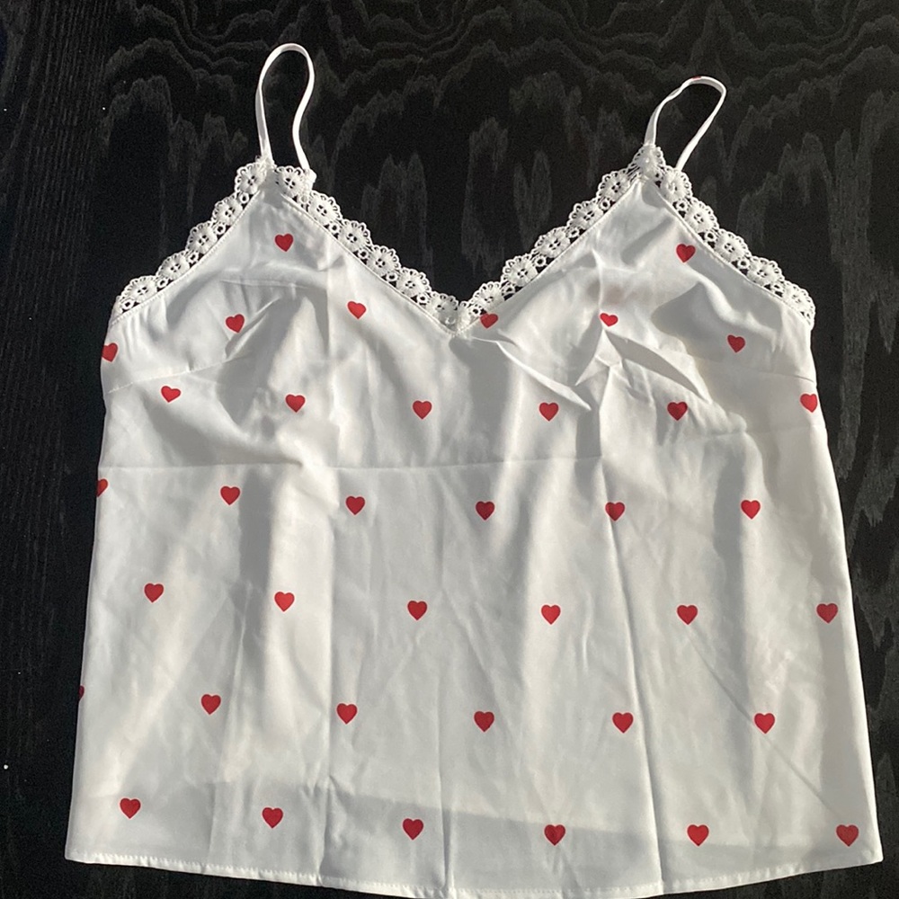 White tank top with hearts